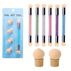 Crystal Handle Nails Sponge Pen With 4pcs Replaceable Head
