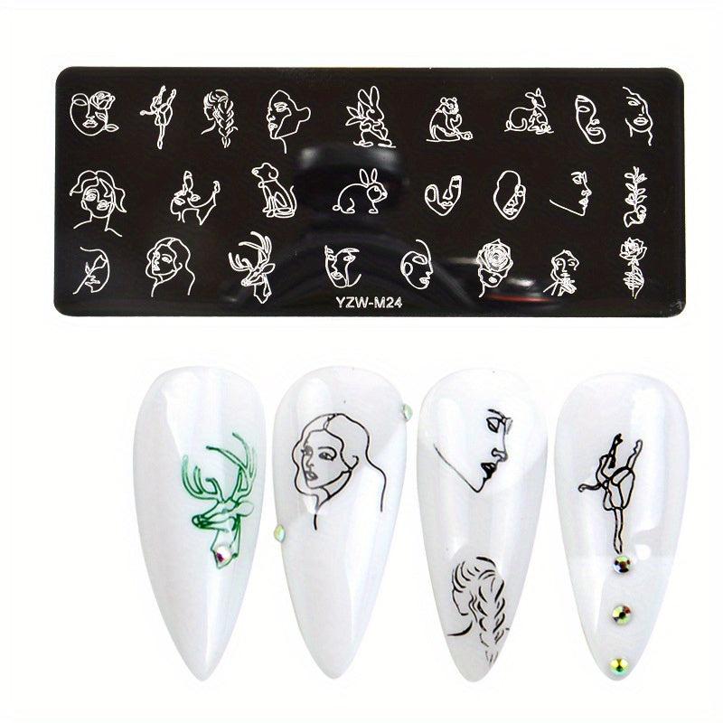 Butterfly Nail Printing Template with Banana Leaf