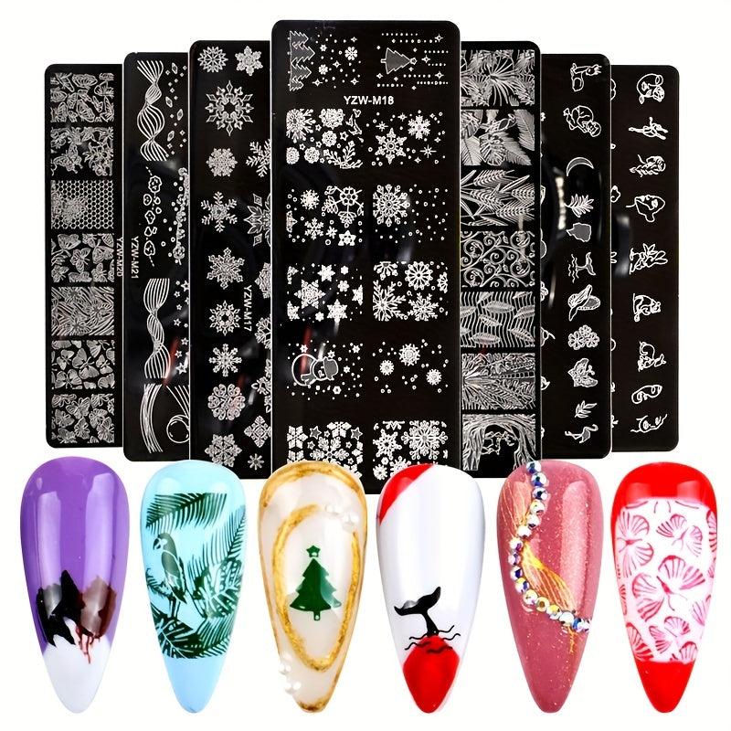 Butterfly Nail Printing Template with Banana Leaf