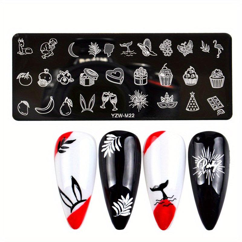 Butterfly Nail Printing Template with Banana Leaf