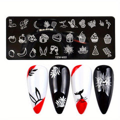 Butterfly Nail Printing Template with Banana Leaf