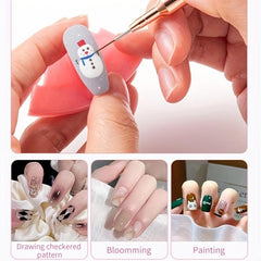 5pcs Pink Nail Art Brush Set for Long Nails Gel Polish Painting Manicure