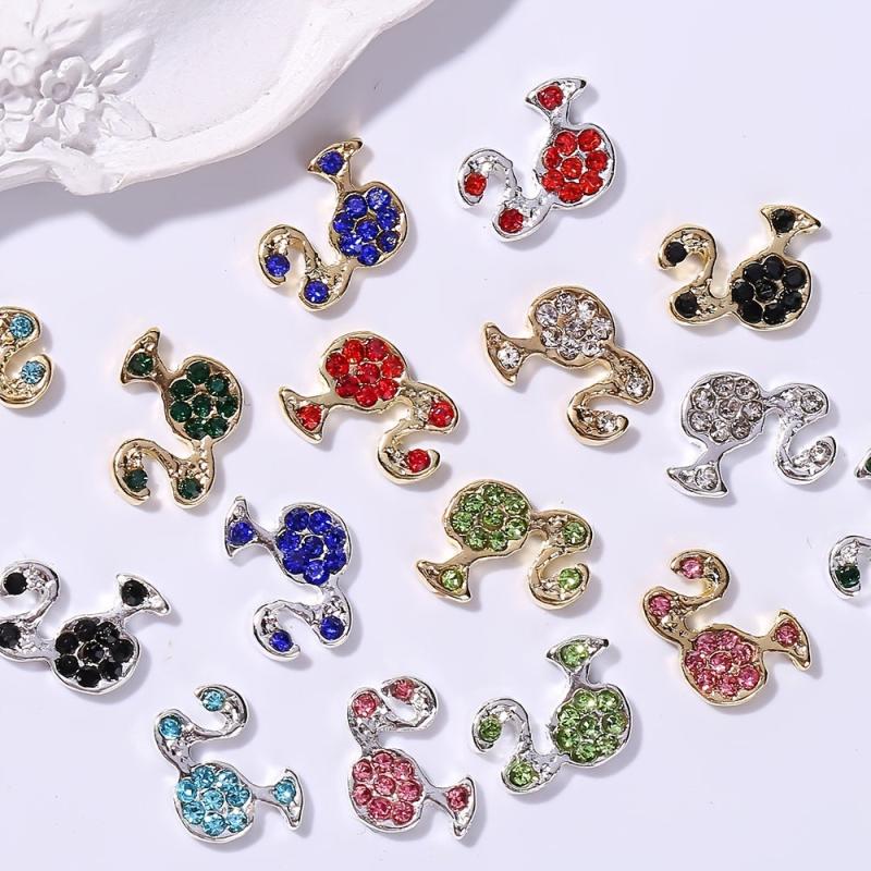 10pcs Girls Head Nail Charms With Rhinestones 3D Nail Art Accessories