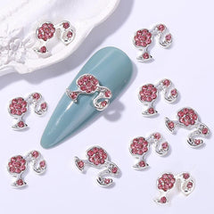 10pcs Girls Head Nail Charms With Rhinestones 3D Nail Art Accessories