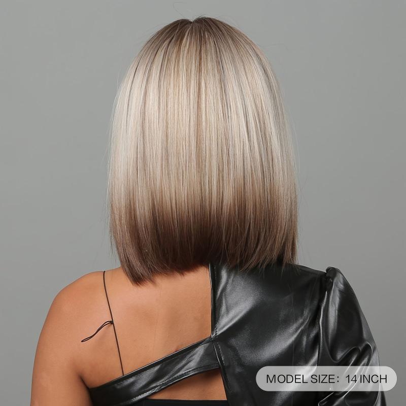 35 56 Cm Short Bob Straight Hair Wigs With Bangs Synthetic Fiber Hair Replacemen