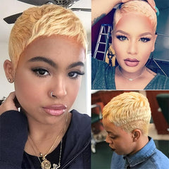 Short Pixie Cut Heat Resistant Human Hair Wig
