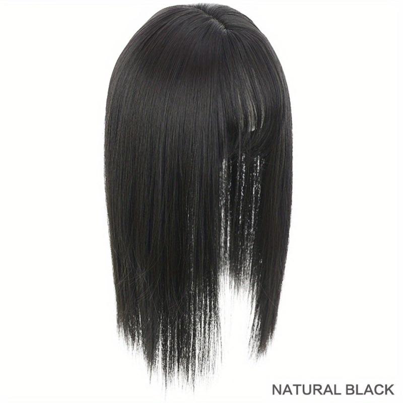 Short Straight Topper With Bangs Synthetic Clip In Hair Extensions