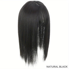 Short Straight Topper With Bangs Synthetic Clip In Hair Extensions