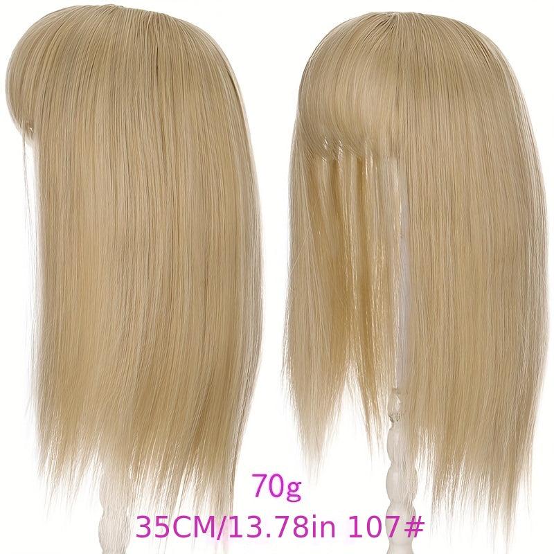 Short Straight Topper With Bangs Synthetic Clip In Hair Extensions