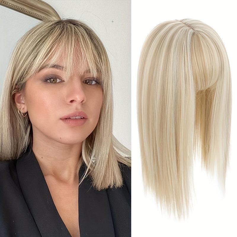 Short Straight Topper With Bangs Synthetic Clip In Hair Extensions
