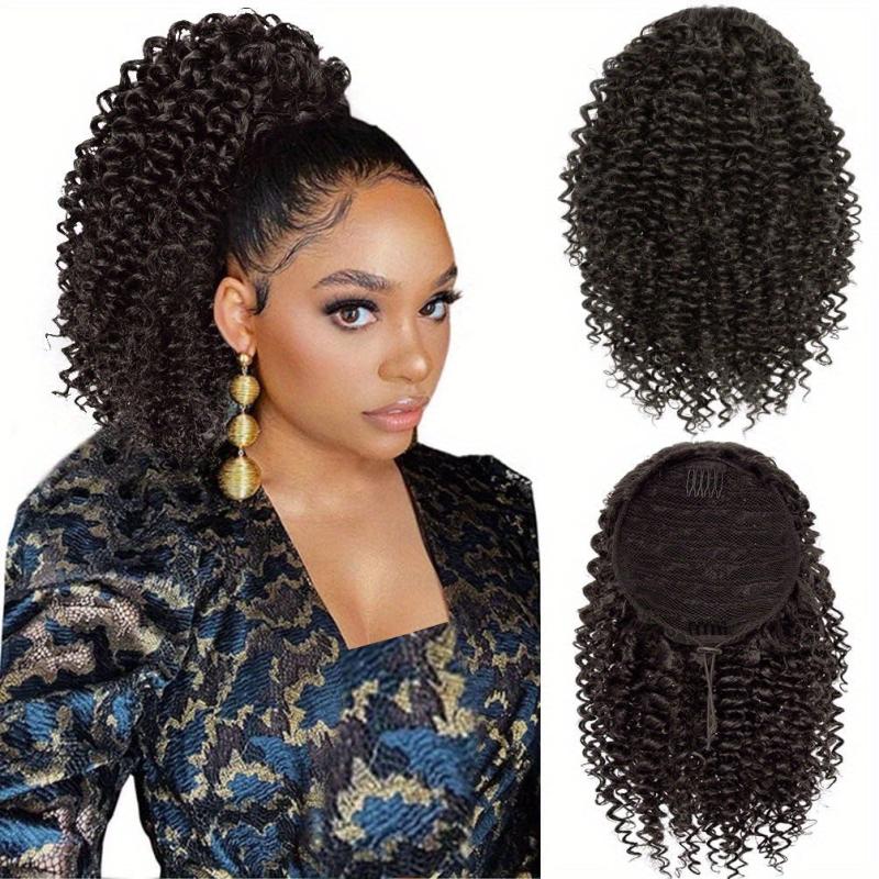 4C Short Afro Kinky Ponytail Extensions Drawstring Synthetic Hair