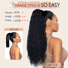 Long Curly Drawstring Ponytail For Women Synthetic Hair Extension