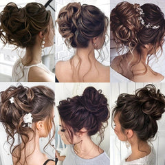 Messy Chignon Elastic Rubber Band Women Updo Hair Bun Extensions