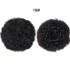 Afro Puff Drawstring Ponytail Hair Extension Short Afro Kinky Curly Hair Bun
