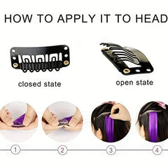 9pcs Colorful Hair Extension Clips for Girls Women Gift Party Wig Pieces