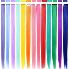 9pcs Colorful Hair Extension Clips for Girls Women Gift Party Wig Pieces