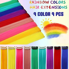 9pcs Colorful Hair Extension Clips for Girls Women Gift Party Wig Pieces