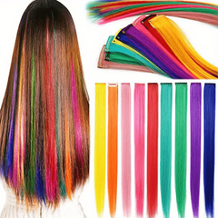 9pcs Colorful Hair Extension Clips for Girls Women Gift Party Wig Pieces