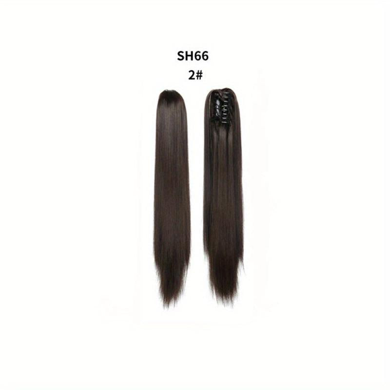 60 96 Cm Long Straight Ponytail Extensions Claw Clip In Synthetic Hair For Women