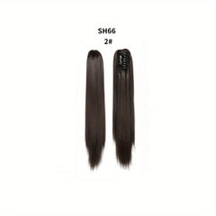 60 96 Cm Long Straight Ponytail Extensions Claw Clip In Synthetic Hair For Women