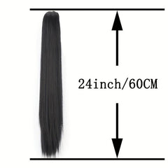 60 96 Cm Long Straight Ponytail Extensions Claw Clip In Synthetic Hair For Women