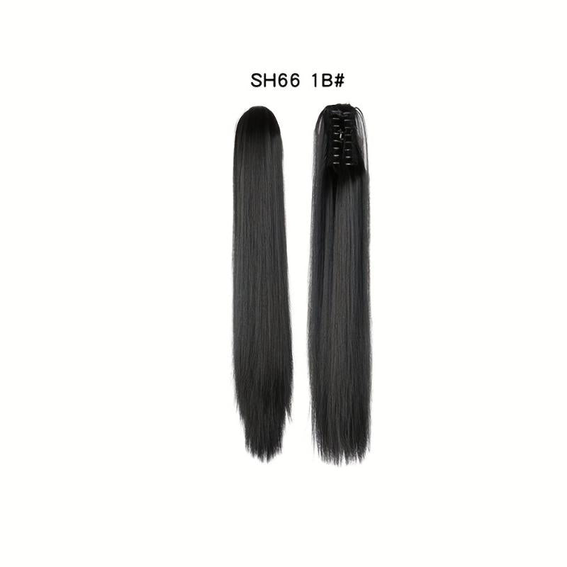 60 96 Cm Long Straight Ponytail Extensions Claw Clip In Synthetic Hair For Women