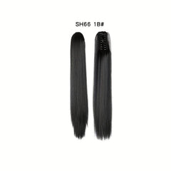 60 96 Cm Long Straight Ponytail Extensions Claw Clip In Synthetic Hair For Women
