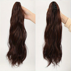 Long Water Wave Ponytail Extensions Claw Clip Curly Hair Heat Resistant