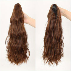 Long Water Wave Ponytail Extensions Claw Clip Curly Hair Heat Resistant