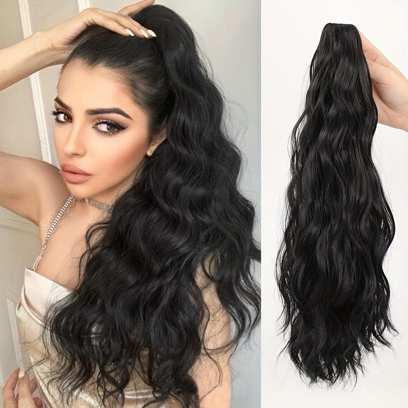 Long Water Wave Ponytail Extensions Claw Clip Curly Hair Heat Resistant