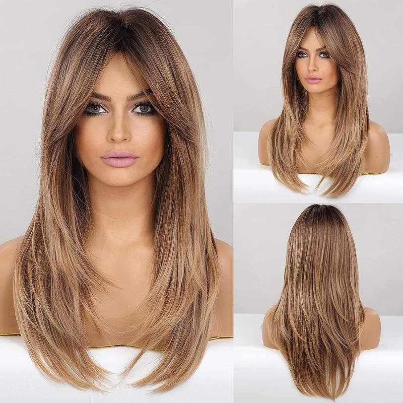 Layered Ombre Hair Replacement Wigs for Women - Long Butterfly Hair Cut Wig