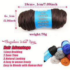 4Packs Brazilian Yarn Wool Braiding Hair Acrylic Thread With Crochet Hook
