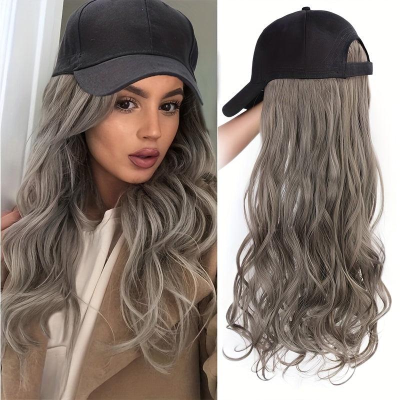 Hat Wigs 60 96 Cm Long Curly Wavy Hair Wigs With Baseball Cap