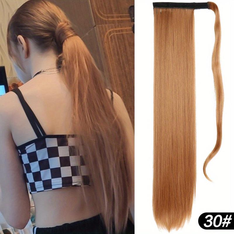 55 88 Cm Long Straight Ponytail Extensions Synthetic Fiber Hair Extensions