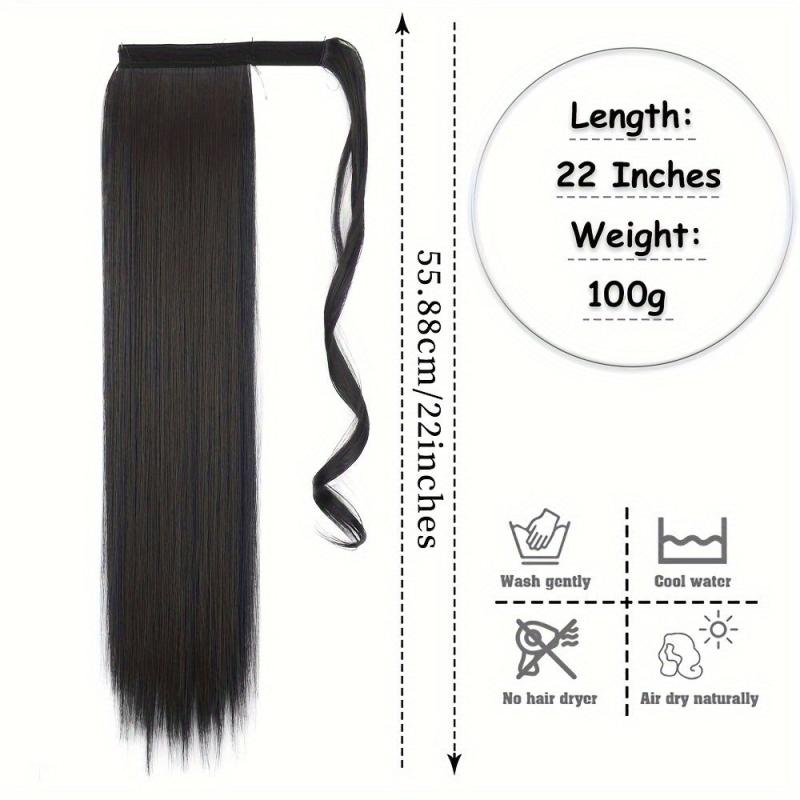 55 88 Cm Long Straight Ponytail Extensions Synthetic Fiber Hair Extensions