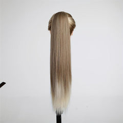 Long Straight Ponytail Extension Wrap Around Ponytail Synthetic Hair Blond
