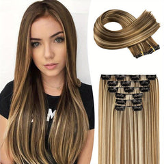 Long Straight Synthetic Hair Extension 60 96 Cm Dark Blonde Hair 6PCS