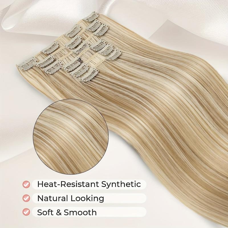 Long Straight Synthetic Hair Extension 60 96 Cm Dark Blonde Hair 6PCS