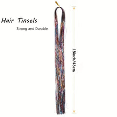 Hair Tinsel Strands Long Straight Hair Extensions Party Highlight Hair Pieces