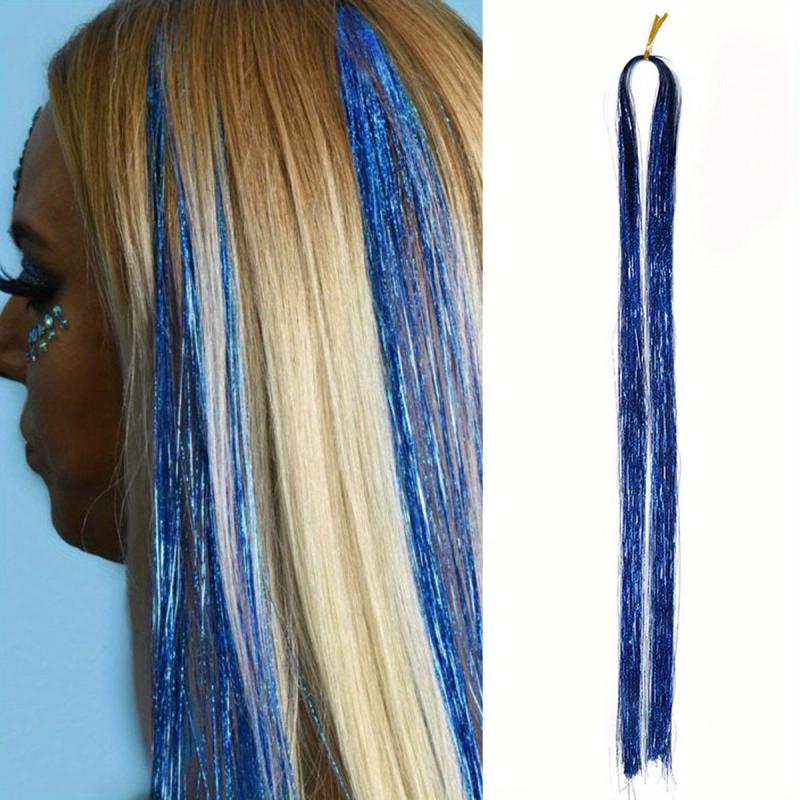 Hair Tinsel Strands Long Straight Hair Extensions Party Highlight Hair Pieces