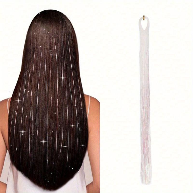 Hair Tinsel Strands Long Straight Hair Extensions Party Highlight Hair Pieces
