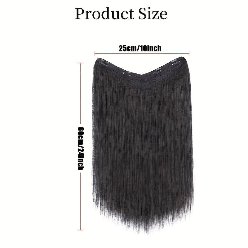 Long Straight Hair Extensions with 4 Clips Natural Brown Clip In One Piece
