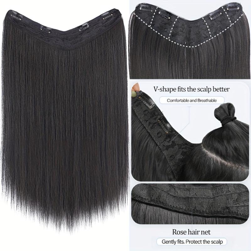 Long Straight Hair Extensions with 4 Clips Natural Brown Clip In One Piece