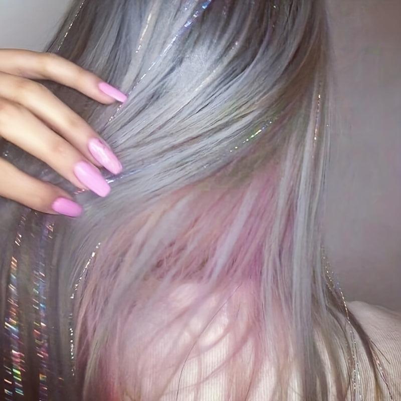 Colorful Holographic Hair Tinsel Kit Extensions Glitter for Girls