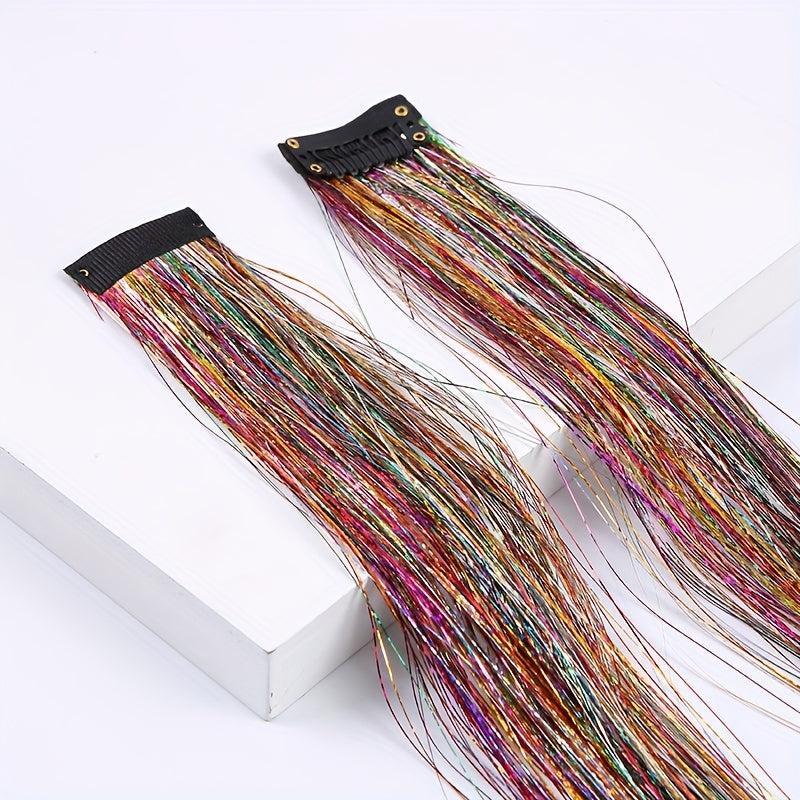 Colorful Holographic Hair Tinsel Kit Extensions Glitter for Girls