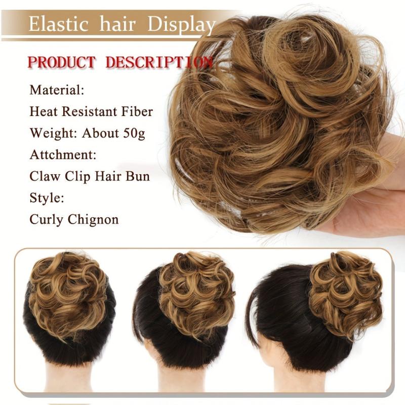 Synthetic Curly Chignon Hair Bun Claw Clip Updo Cover Hairpiece
