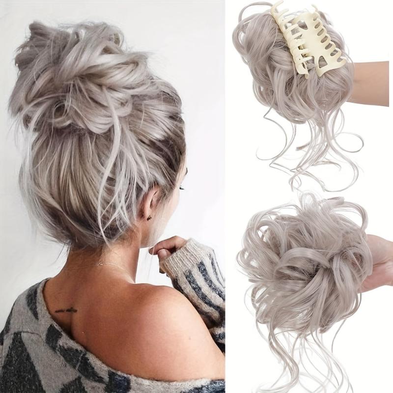 Synthetic Curly Chignon Ombre Claw Hair Messy Buns Updo