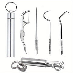 4Pcs Reusable Metal Toothpicks Stainless Steel Pocket Set Holder Travel Kit