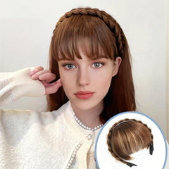 Synthetic Hair Bangs with Braided Headband Clip In Extensions