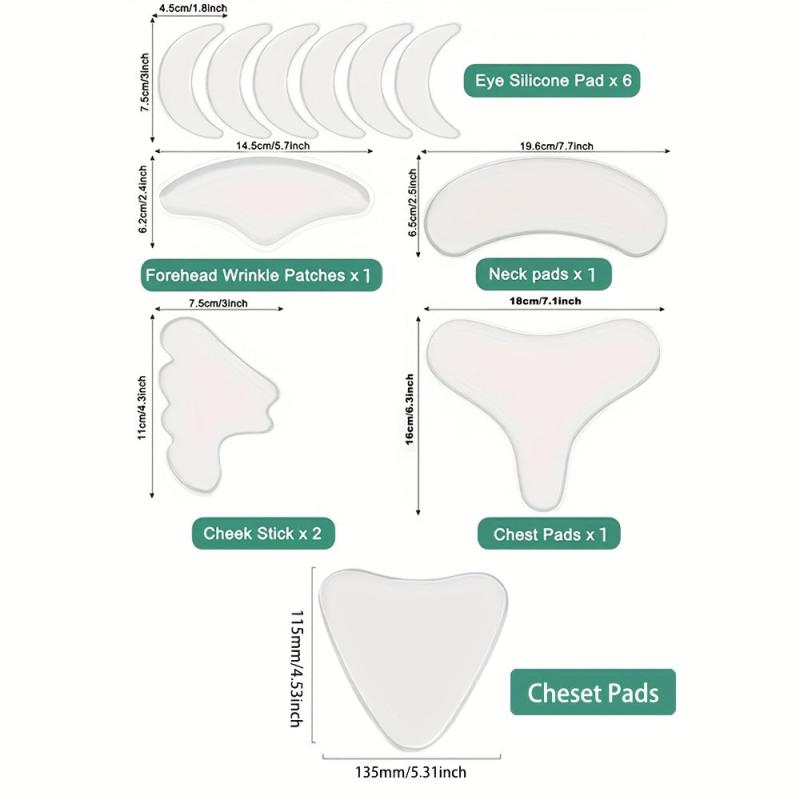 Face & Chest Wrinkle Pads, Reusable Silicone Patches for Skin Lines Prevention